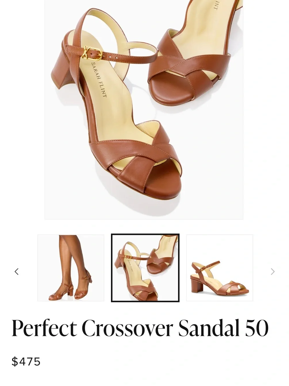 Sarah Flint Perfect Crossover sandals Cognac leather size IT 38 = US 8